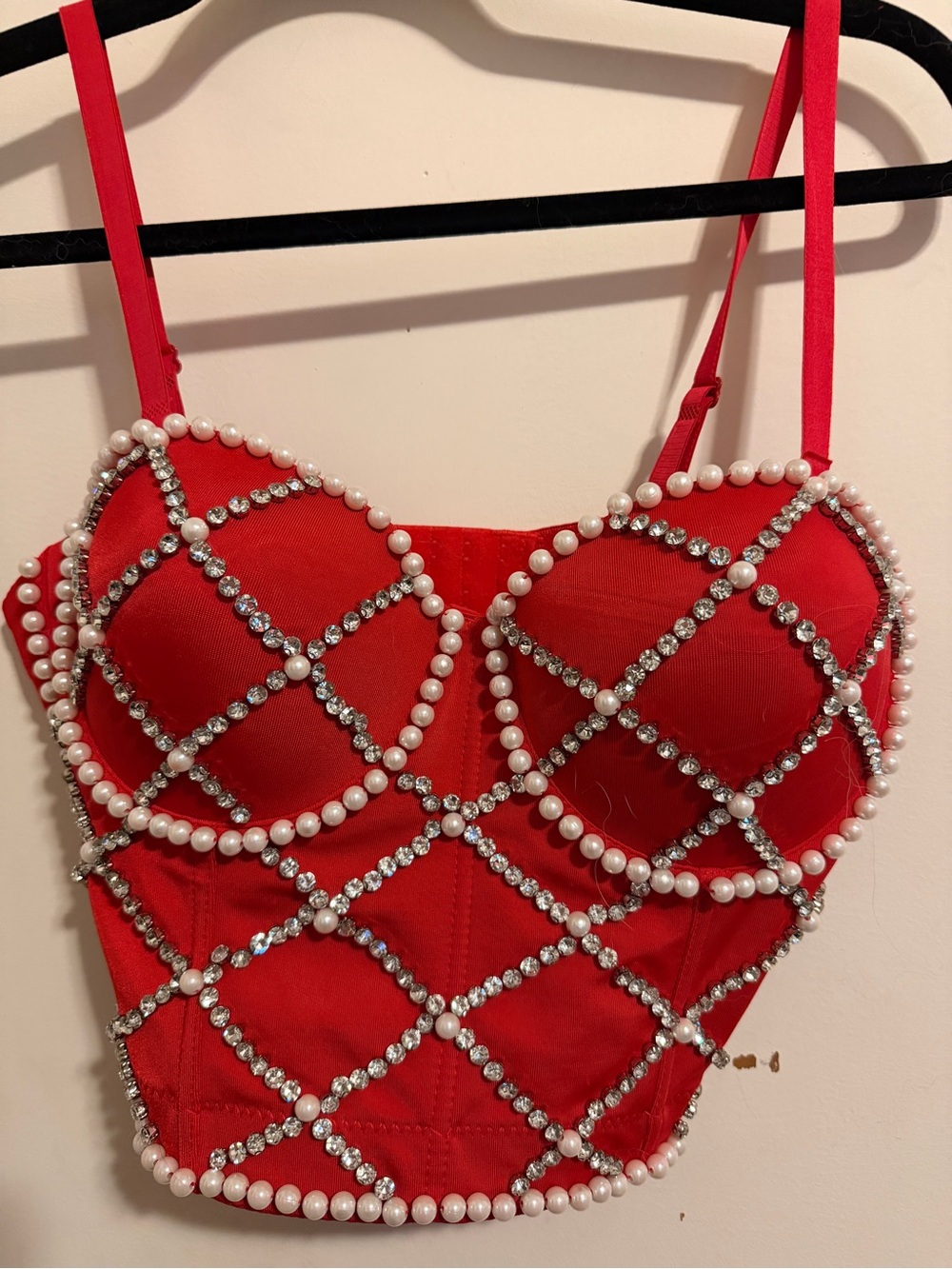 7Mango7 Red Bustier Crop Top with Adjustable Straps